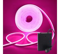 HEGEHE - Striscia neon LED flessibile impermeabile in silicone rosa tagliabile da 2m, alimentata a batteria/USB, SMD2835, 120 LED/m, design fai da te, decorazione di case e negozi