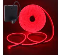 HEGEHE - Striscia neon LED flessibile impermeabile in silicone rosso tagliabile da 3m, alimentata a batteria/USB, SMD2835, 120 LED/m, design fai da te, decorazione di case e negozi