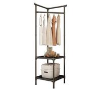 HEGGMKK Appendiabiti Angolare (3 Modelli), Altezza: 165-175 Cm, Asta Appendiabiti Rinforzata/Portata Elevata, Spazio Multistrato, 15 Cm Da Terra, Per Piccoli Spazi, Camera Da Letto,A,Black