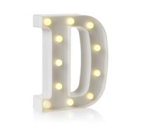 HEGGMKK Numeri E Lettere A LED A Specchio, Altezza 22 Cm, Spessore 4 Cm, 26 Lettere E 10 Numeri, Luce Calda/Alimentazione A Batteria, Doppio Scopo: Esposizione/Sospensione,D,White