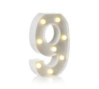 HEGGMKK Numeri E Lettere A LED A Specchio, Altezza 22 Cm, Spessore 4 Cm, 26 Lettere E 10 Numeri, Luce Calda/Alimentazione A Batteria, Doppio Scopo: Esposizione/Sospensione,9,White