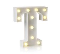 HEGGMKK Numeri E Lettere A LED A Specchio, Altezza 22 Cm, Spessore 4 Cm, 26 Lettere E 10 Numeri, Luce Calda/Alimentazione A Batteria, Doppio Scopo: Esposizione/Sospensione,T,White