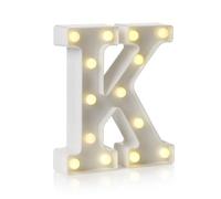 HEGGMKK Numeri E Lettere A LED A Specchio, Altezza 22 Cm, Spessore 4 Cm, 26 Lettere E 10 Numeri, Luce Calda/Alimentazione A Batteria, Doppio Scopo: Esposizione/Sospensione,K,White