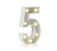 HEGGMKK Numeri E Lettere A LED A Specchio, Altezza 22 Cm, Spessore 4 Cm, 26 Lettere E 10 Numeri, Luce Calda/Alimentazione A Batteria, Doppio Scopo: Esposizione/Sospensione,5,White