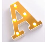 HEGGMKK Numeri E Lettere A LED A Specchio, Altezza 22 Cm, Spessore 4 Cm, 26 Lettere E 10 Numeri, Luce Calda/Alimentazione A Batteria, Doppio Scopo: Esposizione/Sospensione,A,Gold