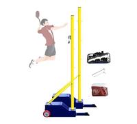 HEGGMKK Set Rete da Badminton E Pallavolo Portatile 2 in 1, Altezza Regolabile (1,55-2,1 M), Pali in Acciaio + Base Riempibile in Sabbia/Pietra, Rullo per Un Facile Spostamento,A