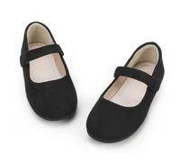 Hehainom Mary Jane scarpe bambina bambina scuola matrimonio festa, Pelle scamosciata nera., 15.0 cm