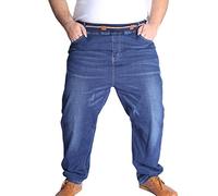 Heheja Uomo Pantaloni Taglia Grossa Tempo Libero Jeans Elasticità Vita Alta Denim Pantaloni Blu 8XL