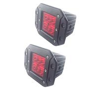 HEHEMM Faretto a LED per auto, lampada posteriore per guida fuoristrada, fendinebbia da 18 W a LED, 1800 lumen, barra luminosa da lavoro, per rimorchio, camion, ATV 2 pezzi (riflettore rosso)