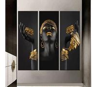 HEHGVCF Empire Interactive - Set di immagini su tela, motivo donna africana, colore nero, oro, senza cornice (donna, 50 x 100 cm)