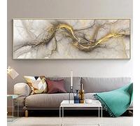 HEHGVCF Tela astratta color oro, grande: 60 x 180 cm, moderna su tela, per soggiorno, stampa XXL, senza cornice (oro, 60 x 180 cm)