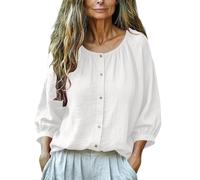 hehiy Camicette Estive da Donna con Maniche Corte/Lunghe,Camicie Casual di Lino Cotone con Scollo a V/Rotondo,per Ufficio e Uscite Camicia Donna Estiva per Interni ed Esterni