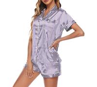 hehiy Pigiama Donna Estivo con Bottoni Davanti Pigiami Set Corta Scollo a V e Maniche Corte 2 Pezzi da Casa Pigiama Estivo Taglie dalla S alla 5XL