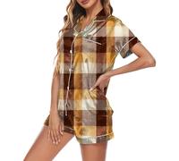 hehiy Pigiama Donna Estivo con Bottoni Davanti Pigiami Set Corta Scollo a V e Maniche Corte 2 Pezzi da Casa Pigiama Estivo Taglie dalla S alla 5XL