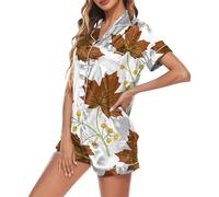 hehiy Set Pigiama Estivo da Donna,2 Pezzi,Top a Maniche Corte e Pantaloncini,Morbidi Indumenti da Notte Pigiama Aperto Davanti Donna Taglie dalla S alla 5XL