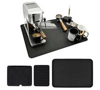 hehongshun Tappetino Macchina Caffe, Tappetino Scolapiatti Assorbente, Tappeto Assorbente Scolapiatti Cucina 3-in-1 in Silicone per Macchina da Caffè Antiscivolo Scolapiatti e Facile da Pulire Nero