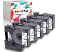 Hehua 5 Pack 45013 Sostituzione per Dymo Nastro per Etichette D1 12mm x 7m | S0720530 45013s Nero su Bianco, Compatibile con LabelManager 160 210D 260P 280 360D Executive 640CB LabelWriter 400 450 Duo