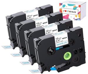Hehua Nastro di ricambio per etichette per abbigliamento termoadesive compatibile per Brother TZe-FA3 TZeFA3 Etichetta in tessuto blu su bianco 12 mm x 3 m Lavoro per P-Touch PT-D210 PT-D400 PT-H100 PT-D200 PT-D600, confezione da 4
