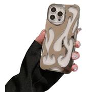 Hehuo For iPhone 16 Pro Max Fire Hollow Breathable Soft Phone Case, Fashion 3D Flame Pattern Slim Shockproof Protective Soft Cover for iPhone 16 15 14 13 12 Pro Max (14,Silber)