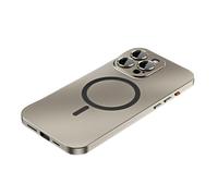 Hehuo Magnetic Charging Aluminum Metal Bumper Matte Shell for Iphone 16 Pro Max Case, Anti-Collision Matte Protective Case Compatible With Magsafe for Iphone Series (15,Gold)
