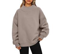 Hehuo Oversized Mock Neck Turtleneck Sweatshirt Women Mockneck Crewneck Pullover Long Sleeve Hoodies Tops (Coffee,m)