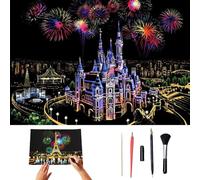 Hehuo Scratch Art for Kids & Adults, Colorful Sketches Scratch off, Scratch Painting for Adults, Scratch Paper Art Rainbow, Paint By Scratch 16 X 11.2 Inches (Castle)