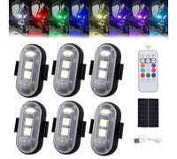 Hehuo Summer Interior Car LED Light with Wireless Remote Control - 8 Colors USB Charging Waterproof Anti-Collision Strobe Warning Light (6Pcs)