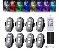 Hehuo Summer Led Lights for Car, Wireless Remote Control Strobe Light, Led Lights for Car Interior, Super Bright 8 Colors USB Charging Waterproof Anti-Collision Led Warning Lights (8Pcs)