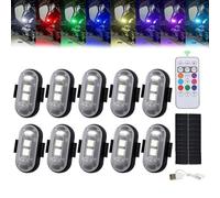 Hehuo Summer Lights e Led per Auto, Controllo Remoto senza Cavo, Stroboscopio, 8 Colori USB Carica, Acqua Resistenti Anti-Umidità Segnalazione di Sicurezza Led (10Pz)