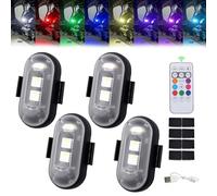 Hehuo Wireless Remote Control Car Interior LED Lights - 8 Colors USB Charging Waterproof Anti-Collision Warning Strobe Light (4Pcs)