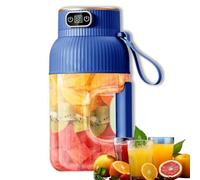 Hehuo Yulyoie Multifunctional Portable Juicer Cup with Digital Display, Portable Smoothie Blender on The Go, Portable Blender USB Rechargeable (Blue | Single Cup Single Lid)