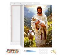 HEIBAGO Paint by Numbers Adults with Frame, Oster Agnello Paint by Numbers, set fai da te con pennelli e vernici acriliche, tela dipinta a mano, per decorazione della casa, 20 x 30 cm