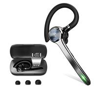 HEIBAS Bluetooth Headset, Wireless Bluetooth Earpiece with 500mAh Charging Case 72 Hours Talking Time Built-in Microphone for iOS Android Cell Phone, V5.1 Hand-Free Headphones for Trucker, Office