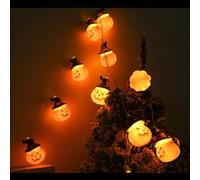 HEIBTENY 1,5 m di luci a forma di zucca di Halloween, con 10 lampadine gialle, funzionamento a batteria, illuminazione decorativa per interni ed esterni, per casa, giardino e feste (20 luci)