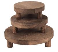 HEIBTENY 3 supporti rotondi in legno per vasi da fiori, base compatta per interni ed esterni, decorazioni da giardino, artigianato in legno naturale per piante, candele, gioielli (cottura pesante)