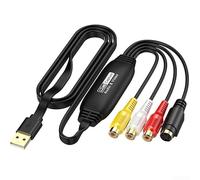 HEIBTENY Adattatore di acquisizione video USB 2.0 con ingressi S-Video, convertitore da analogico a digitale per VHS VCR a PC, include CD software e manuale utente, nero 1 m (testa femmina AV)