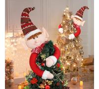 HEIBTENY Albero di Natale grande per Elfo Hugger Peluche Decorazione 45,7 cm Altezza 94,7 cm Braccio Span Holiday Ornamento per la decorazione dell'albero