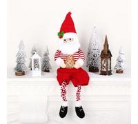 HEIBTENY Bambola di peluche di Babbo Natale seduto con gambe morbide, 60 x 15 cm, in poliestere rosso, ornamento festivo per vetrine o scrivania, decorazione natalizia fatta a mano (A)