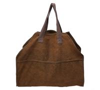 HEIBTENY Borsa per legna da ardere in tela resistente, con manici, grande borsa per legna da ardere per camino, campeggio e picnic, cestino portaoggetti color fango, 57 x 29 x 23 cm