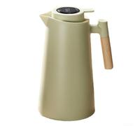 HEIBTENY Caraffa da caffè isolata sottovuoto da 1 litro con rivestimento in vetro a doppia parete e coperchio, brocca termica per bevande calde e fredde 24 ore, manico ergonomico effetto legno, per la