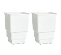 HEIBTENY Confezione da 2 vasi quadrati traspiranti per piante che controllano le radici, diametro interno 8 cm, 10 cm, contenitori per fiori in plastica, per interni ed esterni (8 cm, nero)