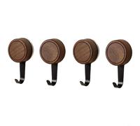 HEIBTENY Gancio a ventosa con adesione sottovuoto, in legno di noce, installazione senza trapano, forte capacità di carico di 5 kg, in acciaio inossidabile, riutilizzabile, per bagno, camera da letto