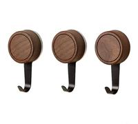 HEIBTENY Gancio a ventosa con adesione sottovuoto, in legno di noce, installazione senza trapano, forte capacità di carico di 5 kg, in acciaio inossidabile, riutilizzabile, per bagno, camera da letto