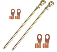 HEIBTENY Kit di asta di messa a terra per generatore da 45 cm, in acciaio rivestito in rame, con filo per sistema di recinzione elettrica solare, 20 A, 50 A (2 pezzi)