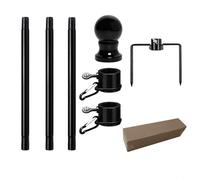 HEIBTENY Kit di aste per bandiera in acciaio inox, 1,2 m, con anelli anti-avvolgimento, rotanti a 360°, altezza regolabile da 1,3 a 2,8 m, montaggio a parete o palmare per bandiere da 2 x 3, 3 x 5, 4