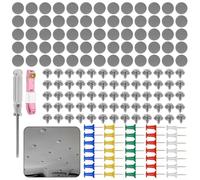 HEIBTENY Kit di riparazione per tetto auto, 65 pezzi, rivetti in tessuto grigio con viti cacciavite metro a nastro per fissaggio a soffitto su camion, auto, autobus
