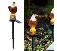 HEIBTENY Lampada da giardino solare per esterni con doppia testa per design a falco, decorazione in resina resistente alle intemperie per prato, cortile, patio, parco, cortile, crepuscolo all'alba