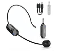 HEIBTENY Microfono per cuffie wireless 24 G, gamma 160 m, microfono a condensatore cardioide, con ricevitore 6-8 ore di durata, per insegnare discorso yoga, guida turistica 635 mm/35 mm dispositivi
