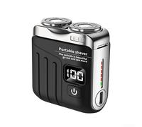 HEIBTENY Mini rasoio elettrico ricaricabile a doppia lama, display digitale, lavabile su tutto il corpo, ricarica rapida di tipo C, portatile, rotante, per uomini e donne, da viaggio (nero)