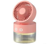 HEIBTENY Mini ventilatore, climatizzatore portatile, 350 ml, umidificatore da scrivania con USB, piccolo umidificatore da 350 ml, con luce notturna a LED (rosa)